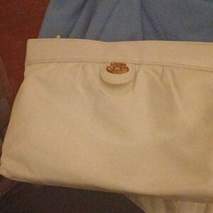 Vintage 80s 90s ETIENNE AIGNER Soft Leather Clutch Bag Handbag Shoulder BONE NWT